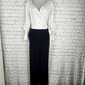 Emma & Michelle Size M Polka Dot Wrap Top Jumpsuit